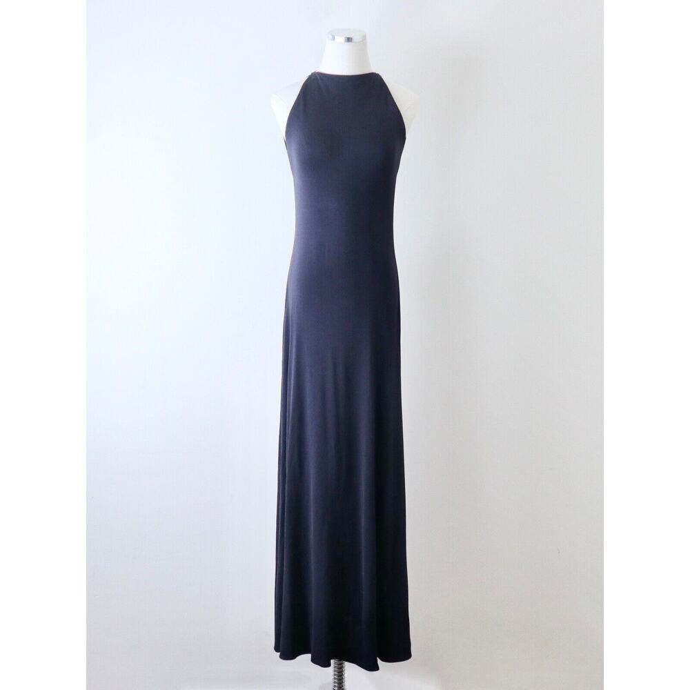Vintage 1990s Ralph Lauren Collection Size 4 Rayon Jersey Maxi Navy Blue - Picture 2 of 12